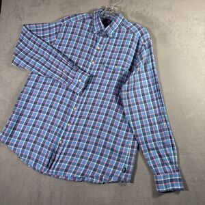 Vineyard Vines Shirt Mens L Blue Pink Plaid Slim Fit Crosby Long Sleeve‎ Preppy